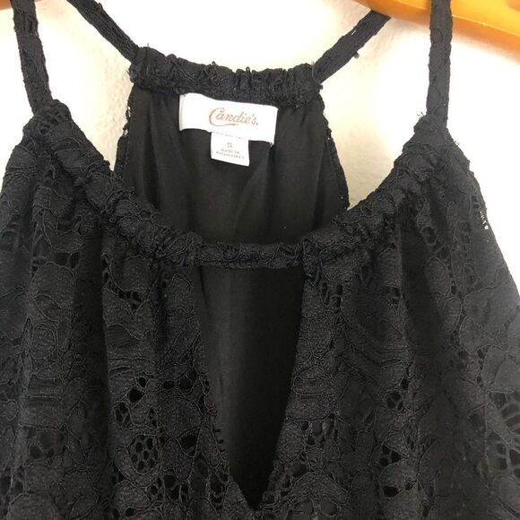 Candies Black pleaded lace Halter swing Dress size S - Picture 5 of 6